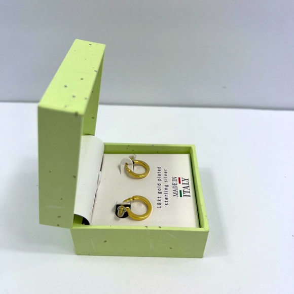 MÍA FIORE 💯FLAT HOOPE EARRINGS, GOLD COLOR, STERLING SILVER, 18KT GOLD PLATED - Picture 3 of 16